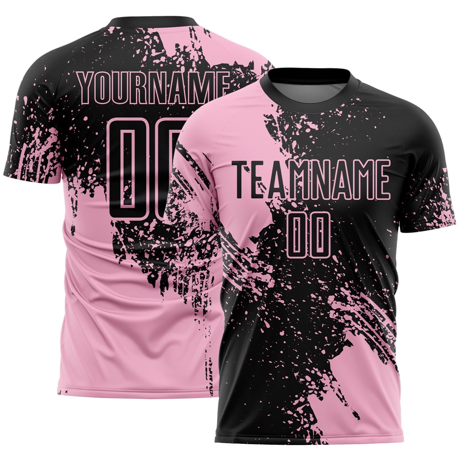 Custom Black Light Pink Abstract Brush Stroke Sports Sublimation Soccer Uniform Jersey