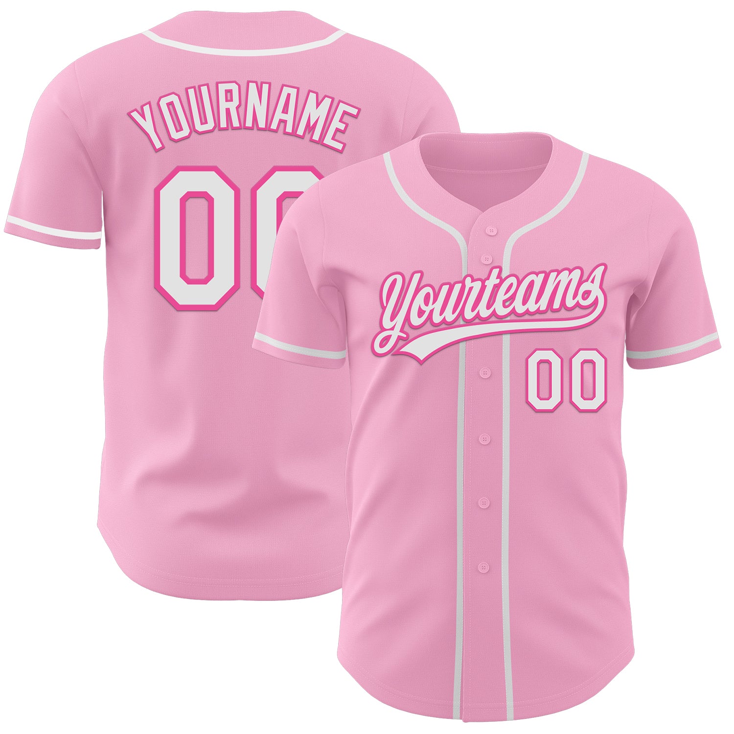 Custom Light Pink White-Pink Authentic Baseball Jersey