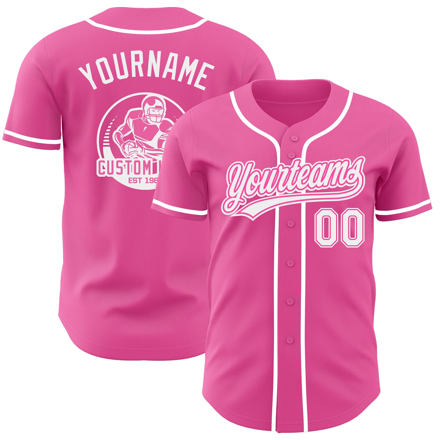 Custom Pink-White Authentic Baseball Jersey