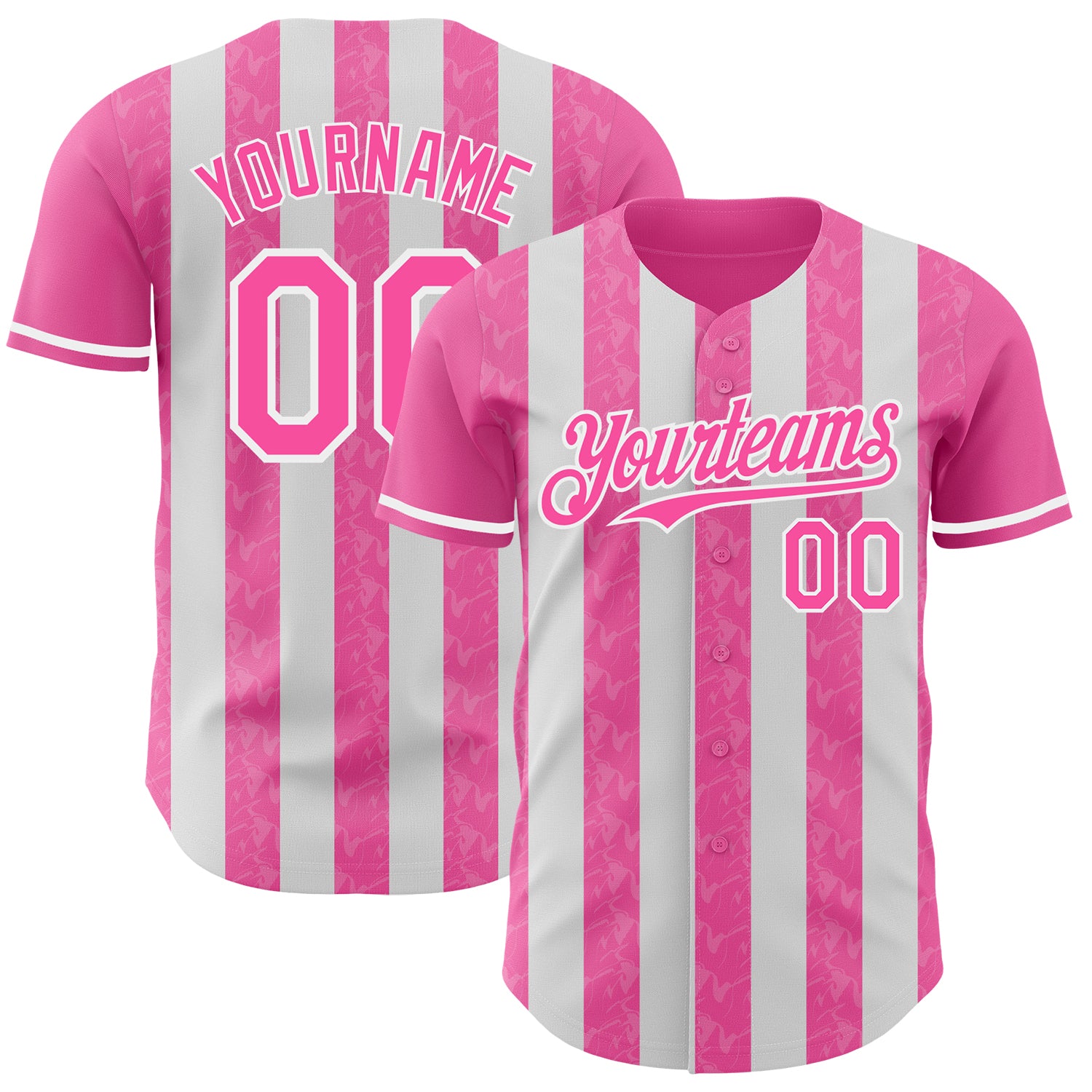Custom Pink-White Classic Vertical Stripe Fluid Liquid Texture Authentic Baseball Jersey