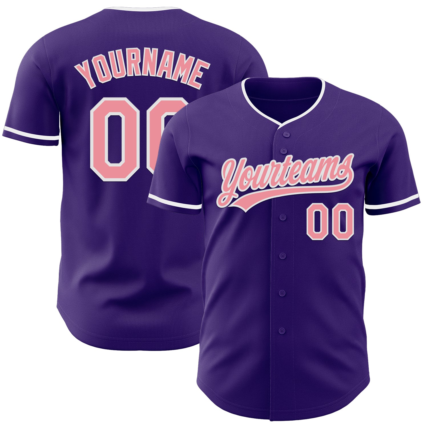 Custom Purple Medium Pink-White Authentic Baseball Jersey