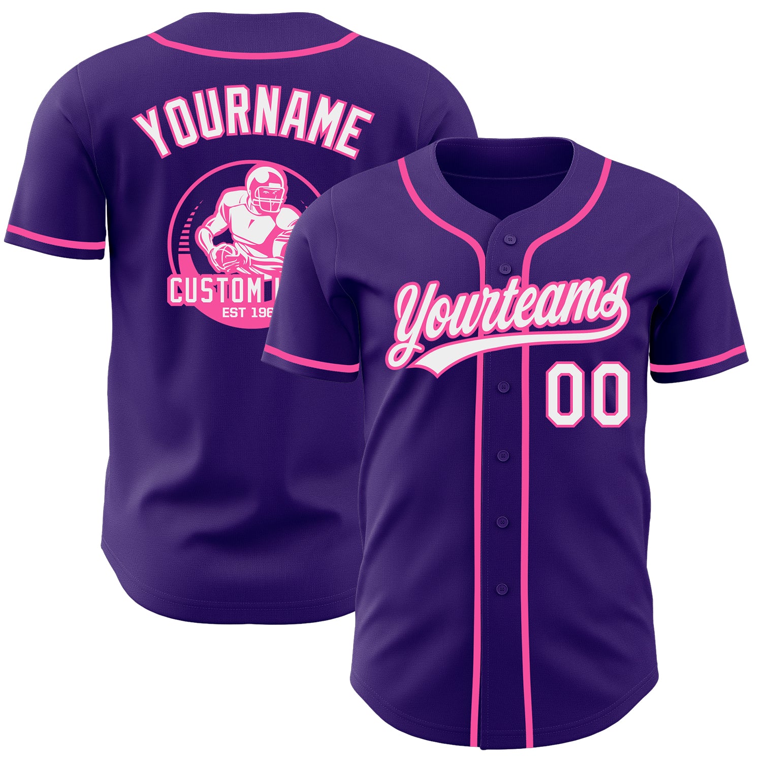 Custom Purple White-Pink Authentic Baseball Jersey