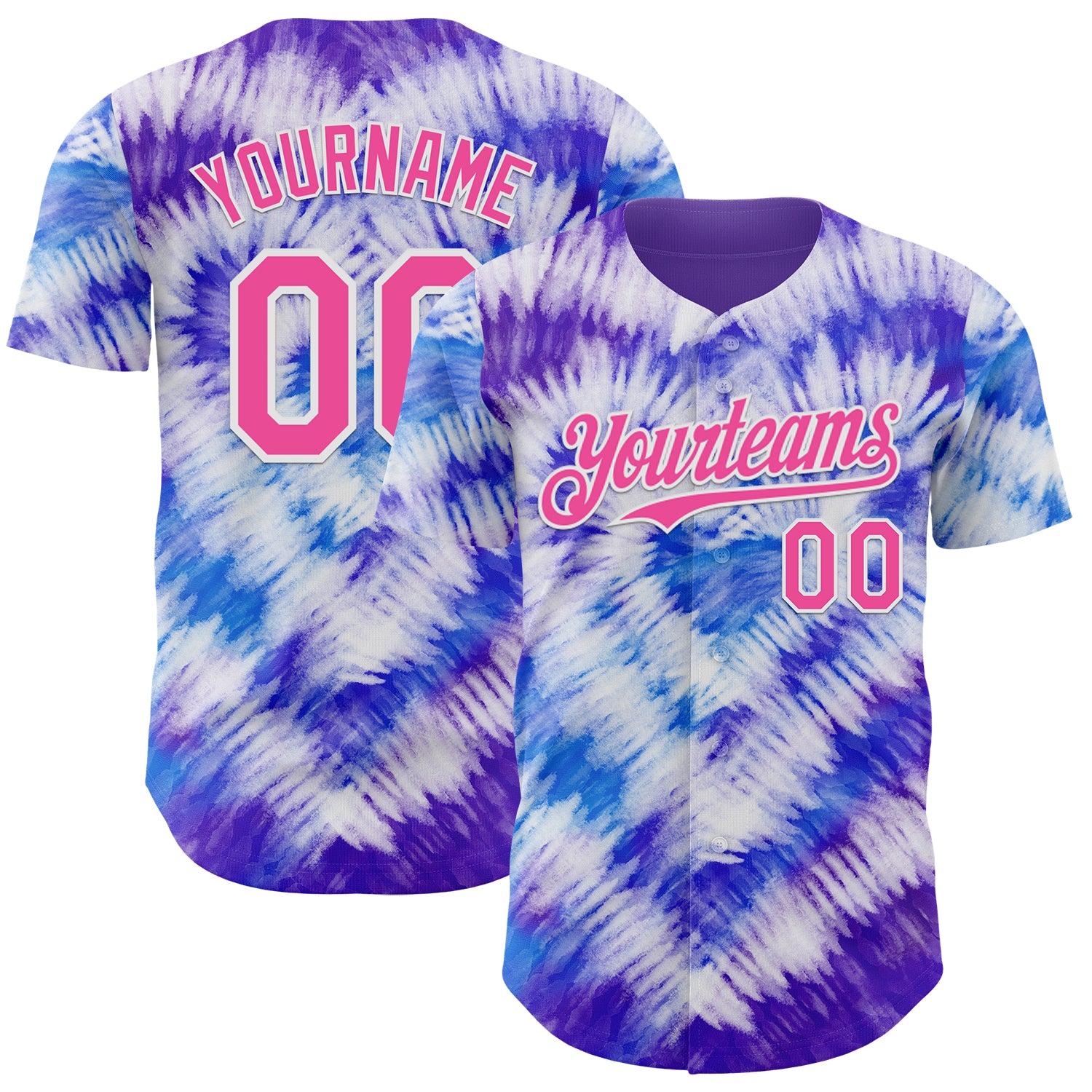 Custom Tie Dye Pink-White Shibori Pattern Authentic Baseball Jersey