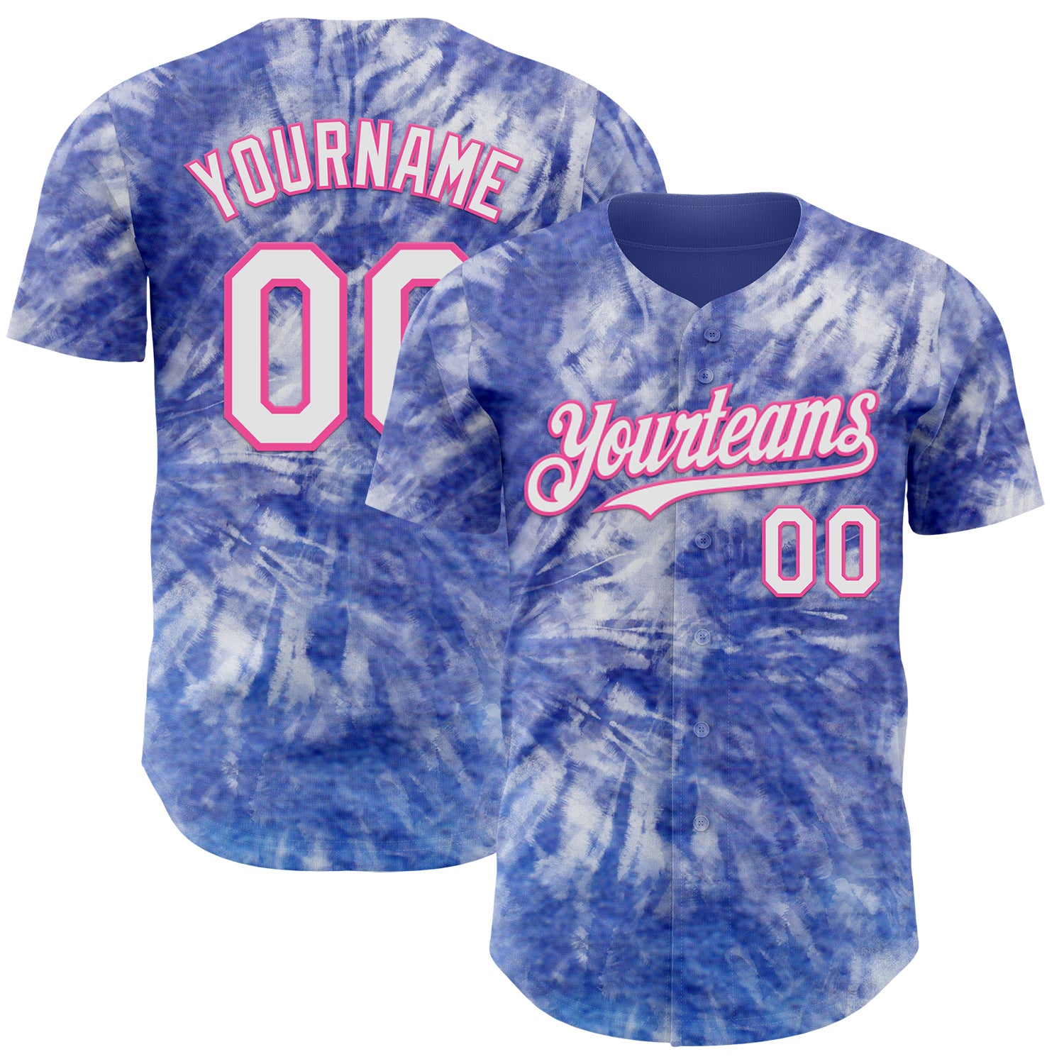 Custom Tie Dye White-Pink Shibori Pattern Authentic Baseball Jersey