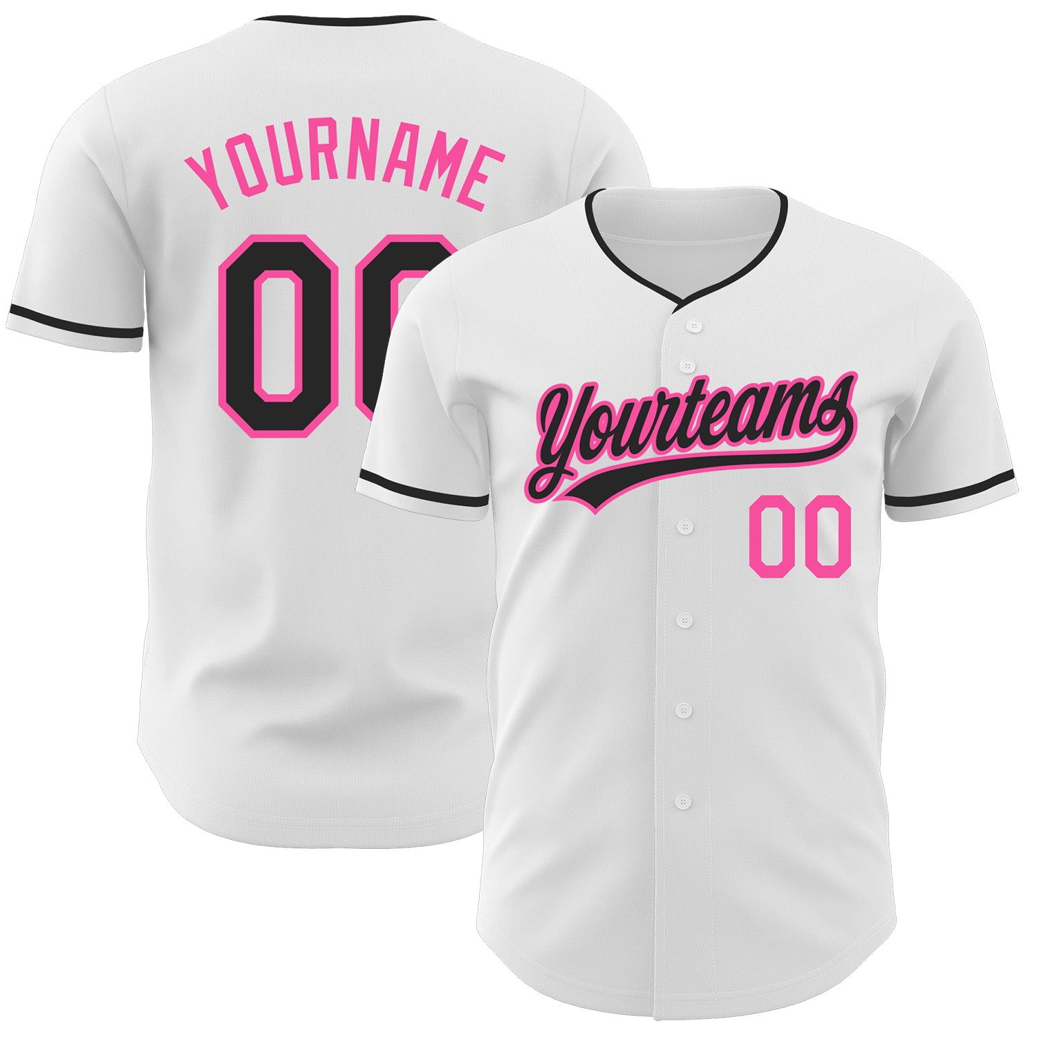 Custom White Black-Pink Authentic Baseball Jersey