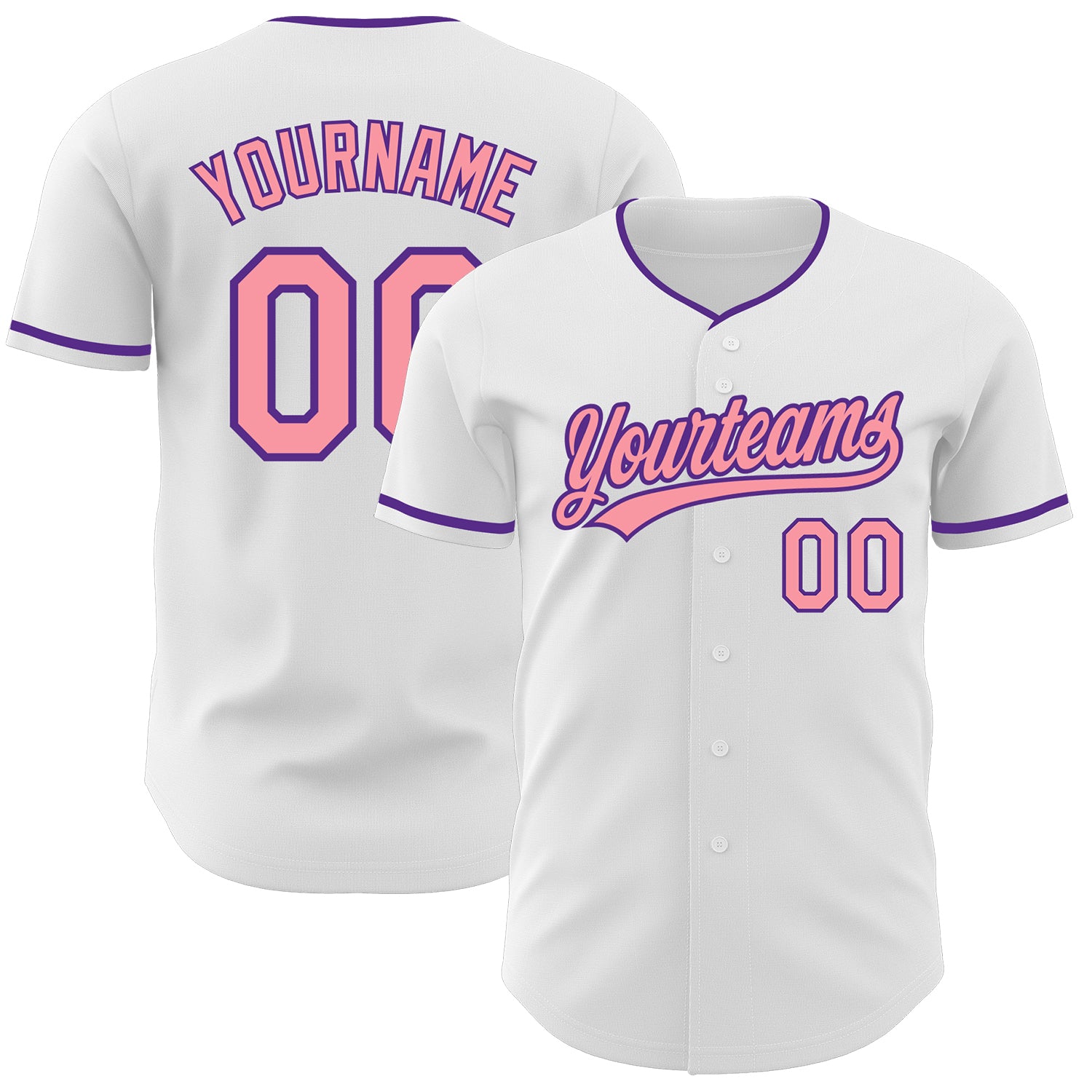 Custom White Medium Pink-Purple Authentic Baseball Jersey