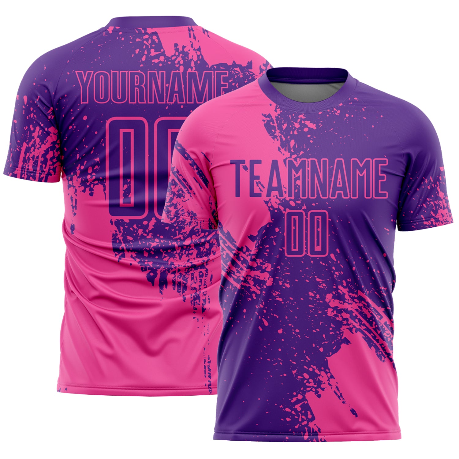 Custom Purple Pink Abstract Brush Stroke Sports Sublimation Soccer Uniform Jersey