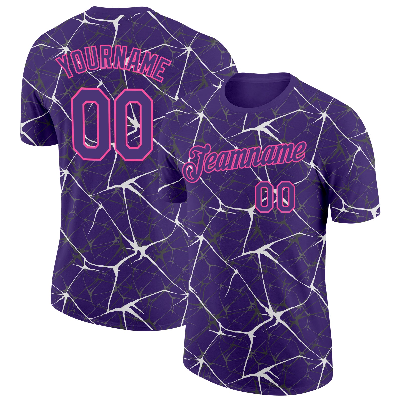 Custom Purple White Gray-Pink Abstract Network Crackle Performance T-Shirt