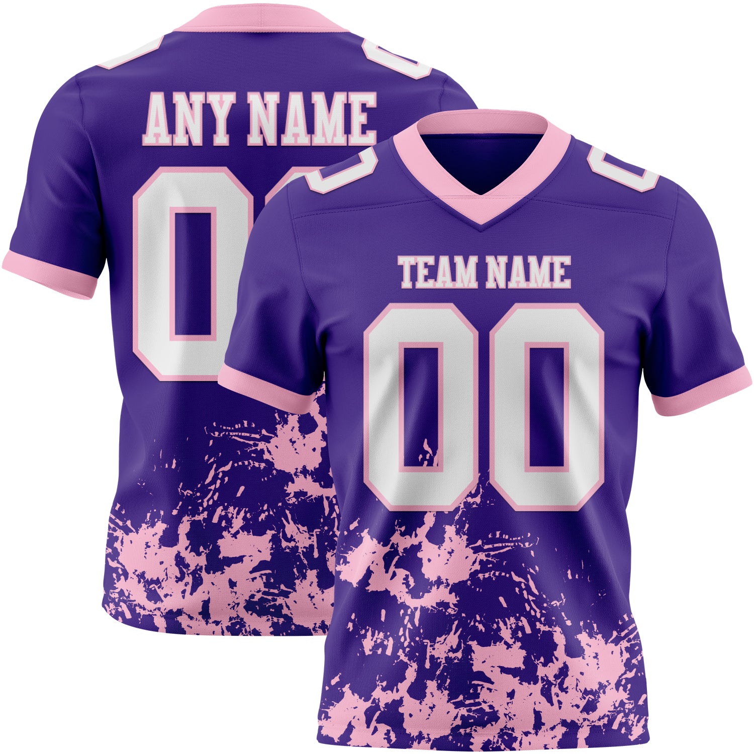 Custom Purple White-Light Pink 3D Pattern Splash Authentic Football Jersey