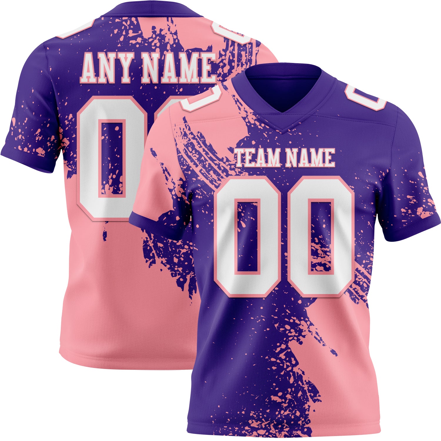 Custom Purple White-Medium Pink 3D Pattern Abstract Brush Stroke Authentic Football Jersey