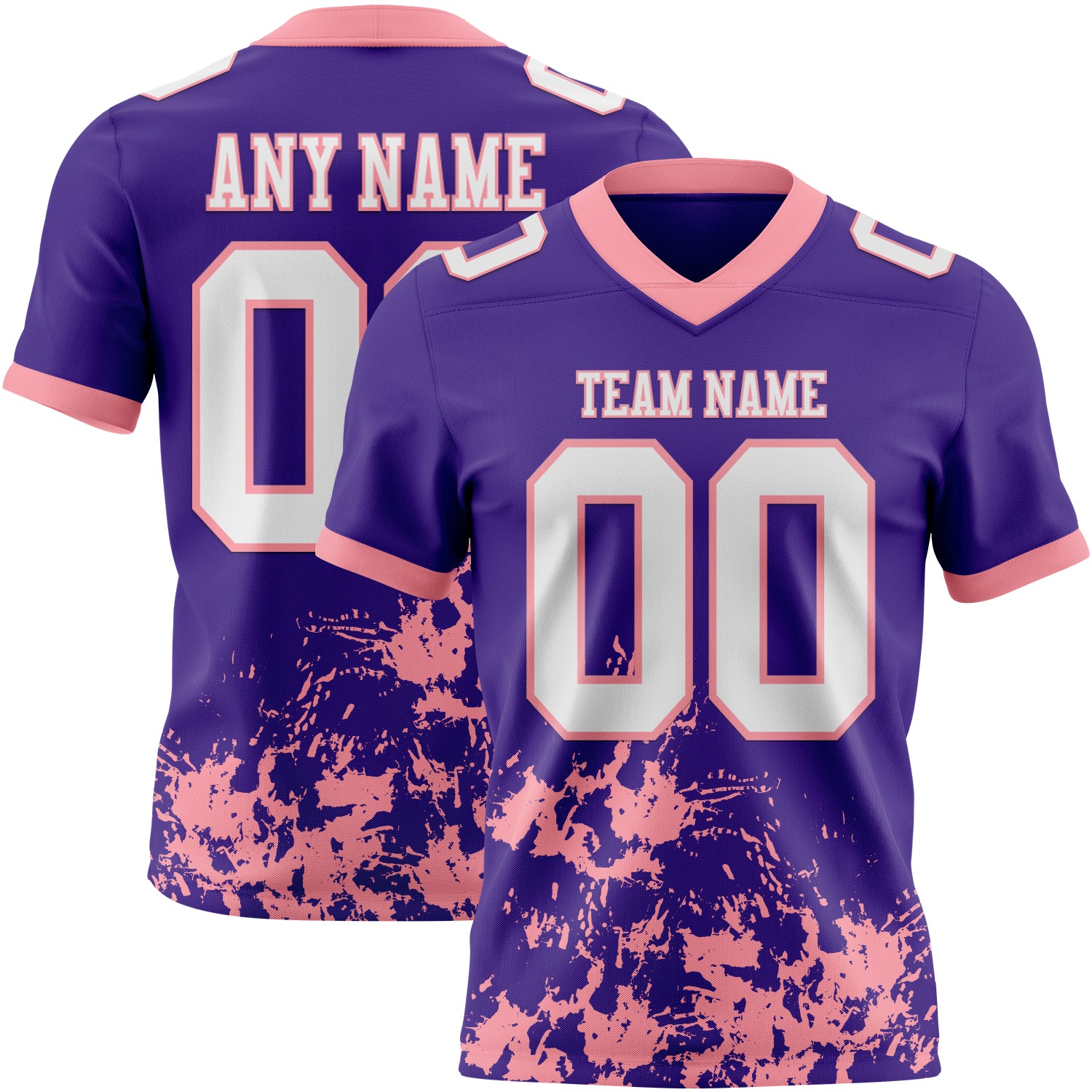 Custom Purple White-Medium Pink 3D Pattern Splash Authentic Football Jersey