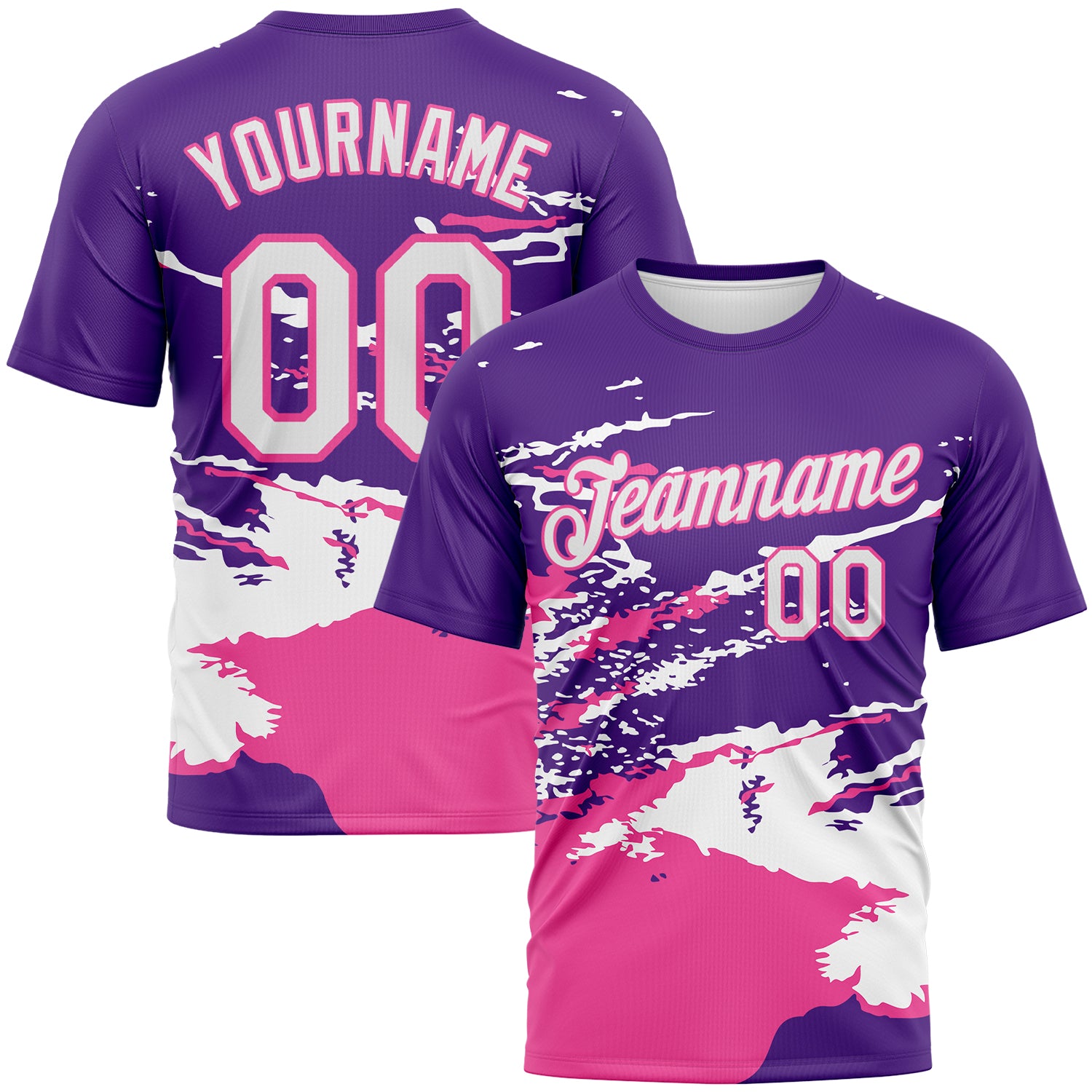 Custom Purple White-Pink 3D Pattern Splash Performance T-Shirt