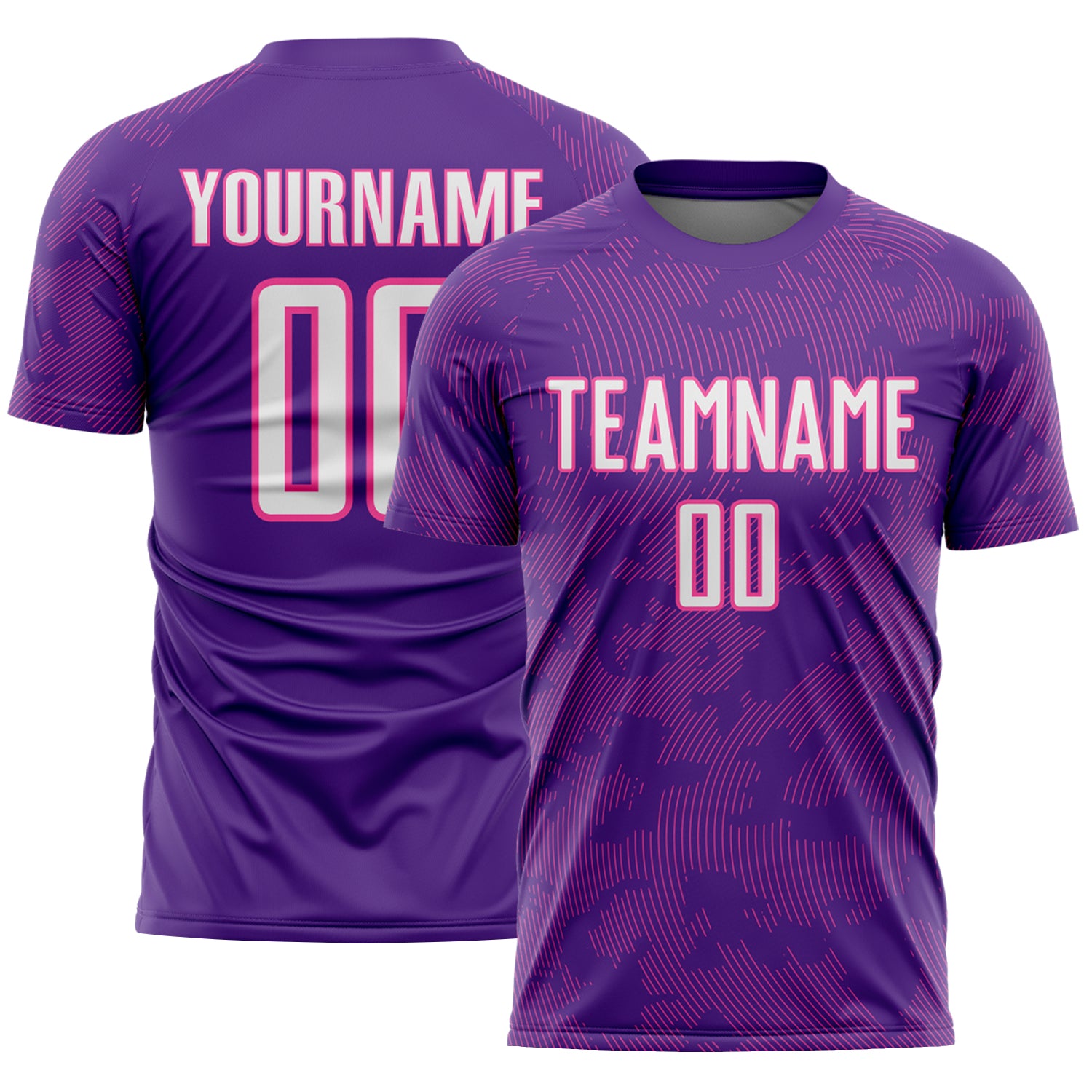 Custom Purple White-Pink Curve Lines Sublimation Soccer Uniform Jersey