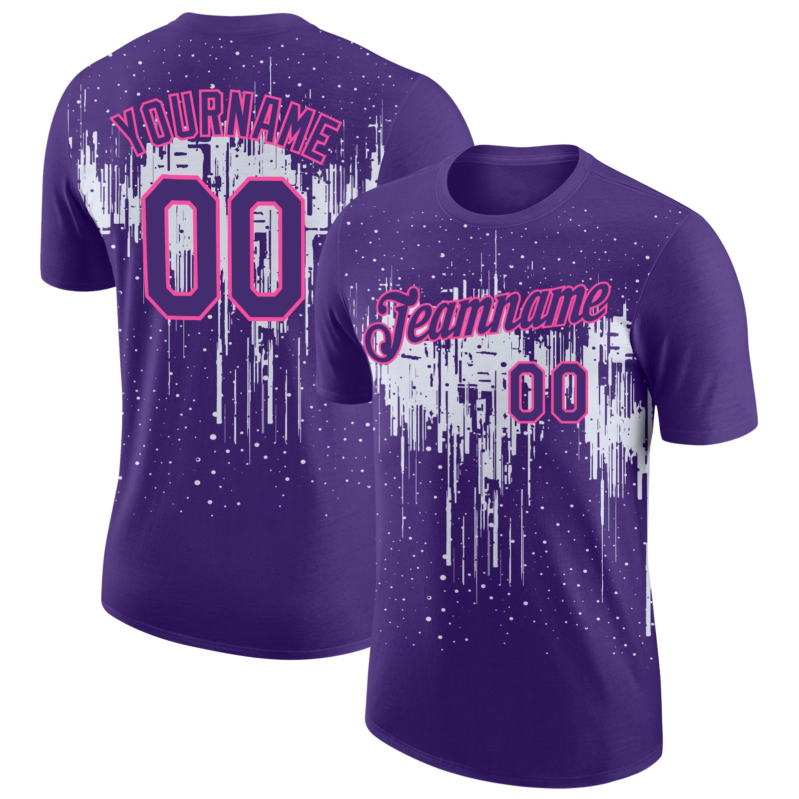 Custom Purple White-Pink Dripping Splatter Paint Performance T-Shirt