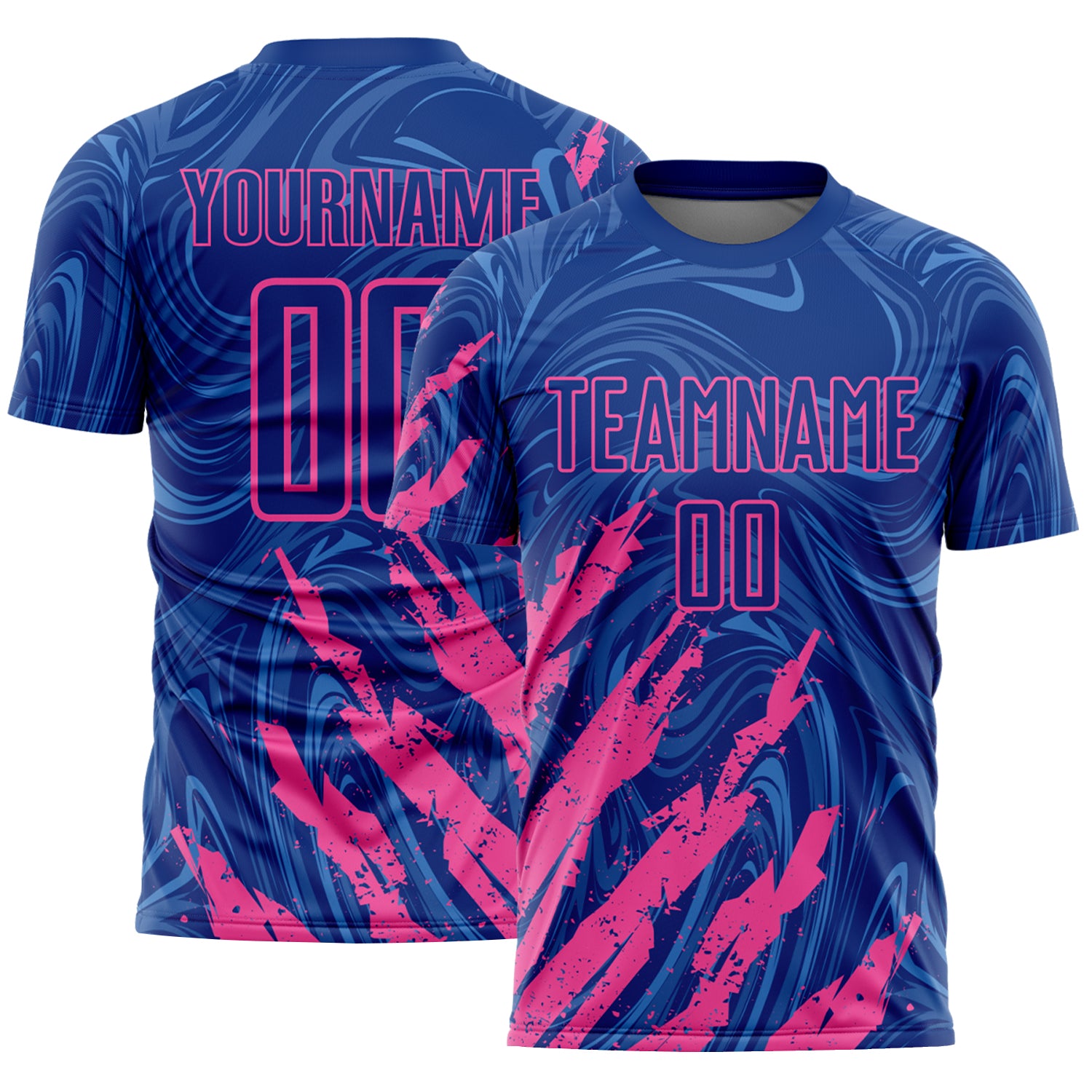 Custom Royal-Pink Brush Stroke Splatter Liquid Swirl Sublimation Soccer Uniform Jersey
