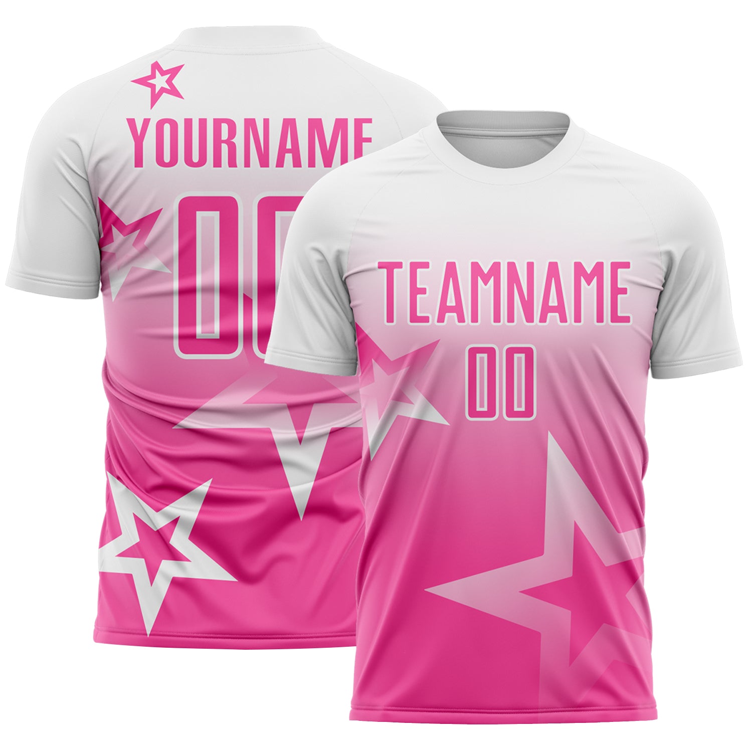 Custom White-Pink Gradient Style Twinkle Star Sublimation Soccer Uniform Jersey