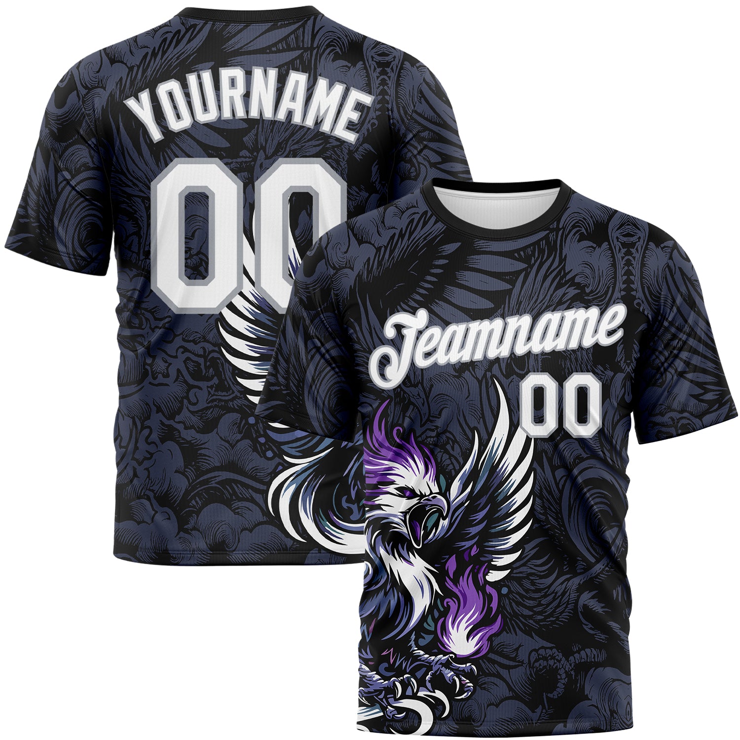 Custom Black White-Gray Animal Eagle Mascot Performance T-Shirt