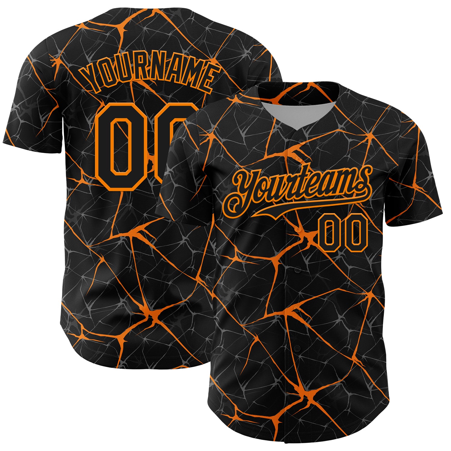 Custom Black Bay Orange 3D Pattern Design Abstract Network Authentic Baseball Jersey