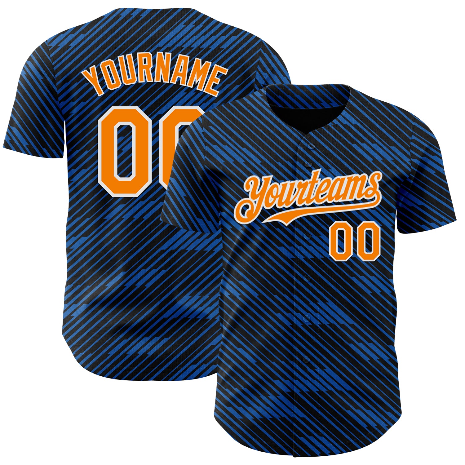 Custom Black Bay Orange Royal-White France Style Authentic Baseball Jersey