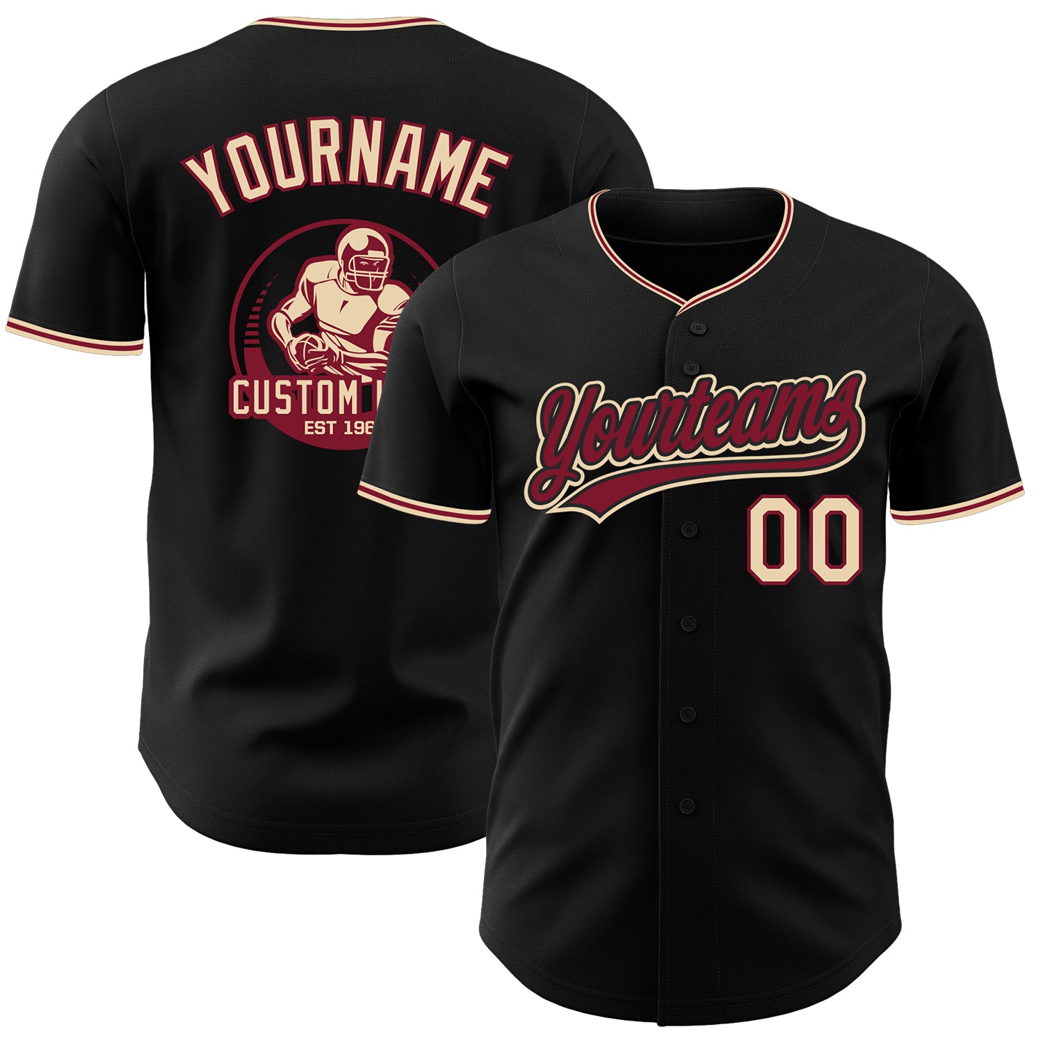 Custom Black City Cream-Crimson Authentic Baseball Jersey