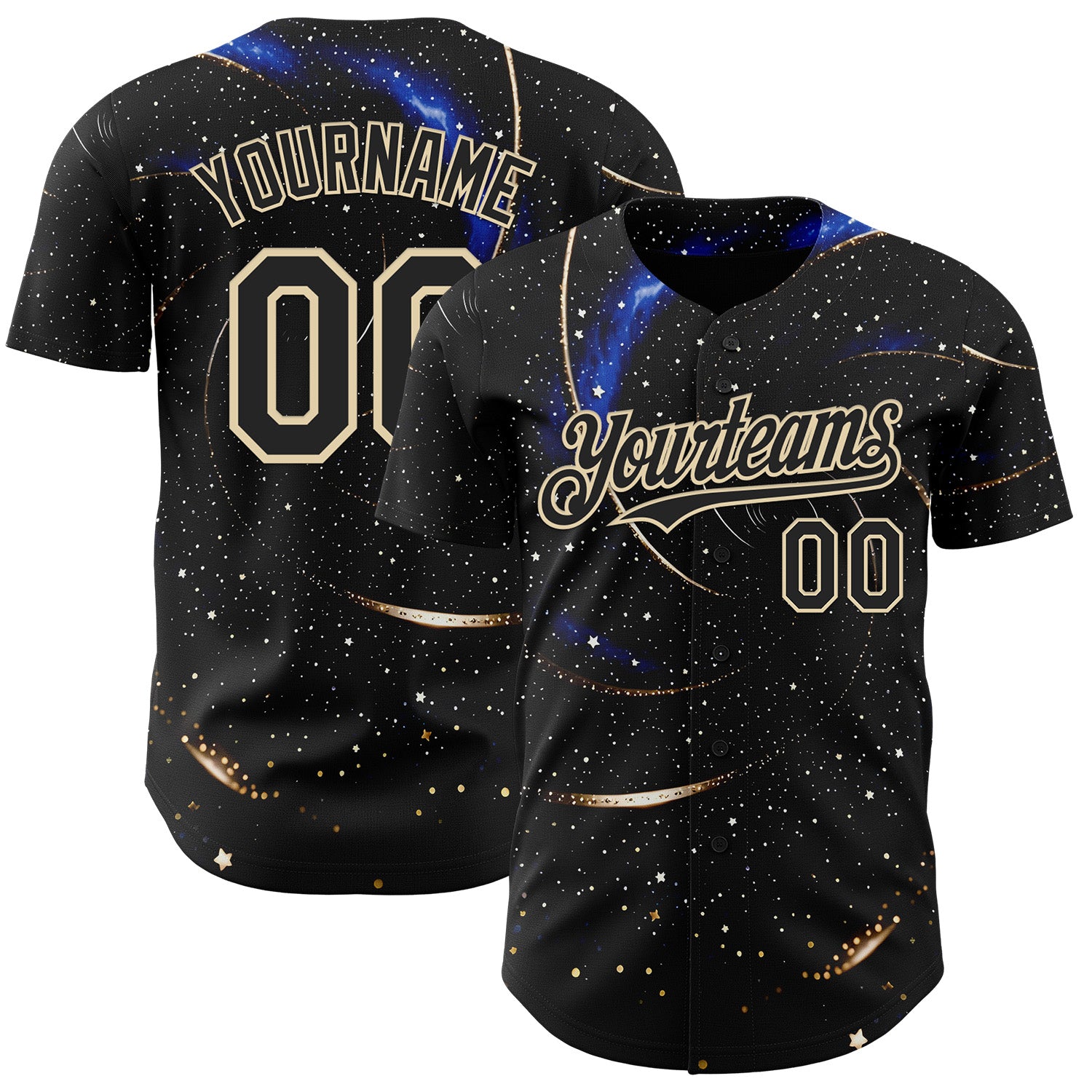 Custom Black-Cream Galaxy Star Authentic Baseball Jersey