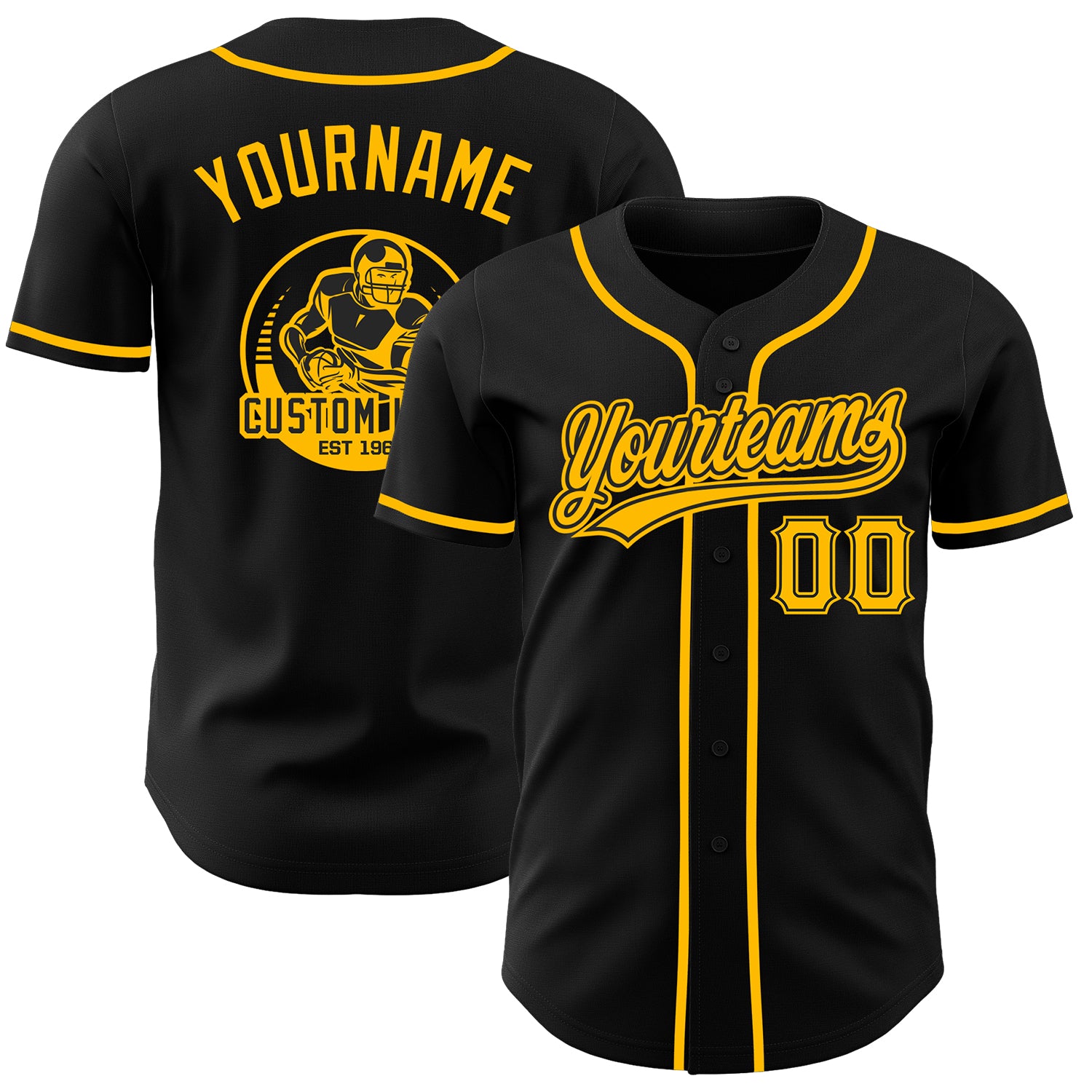 Custom Black-Gold Authentic Baseball Jersey