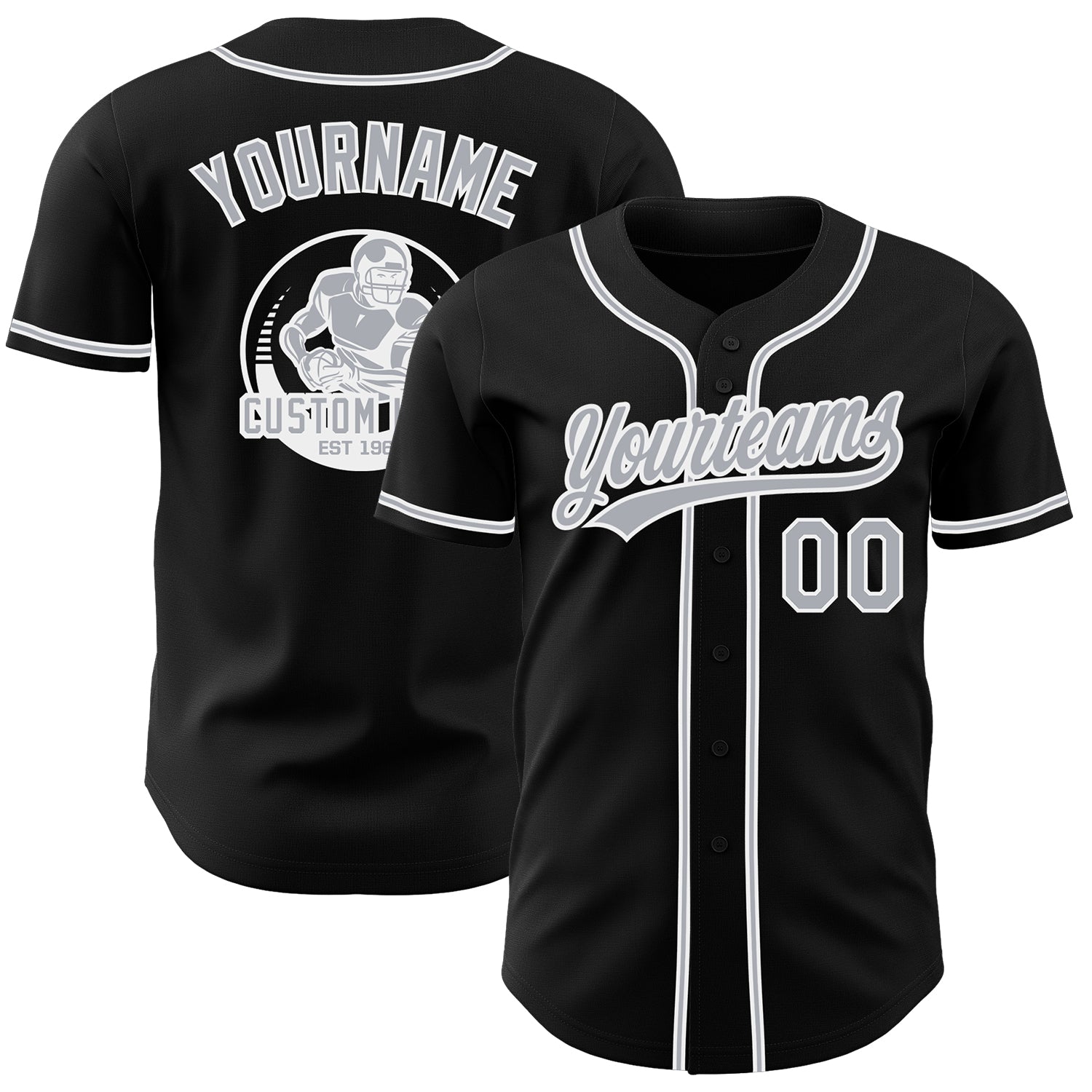 Custom Black Gray-White Authentic Baseball Jersey