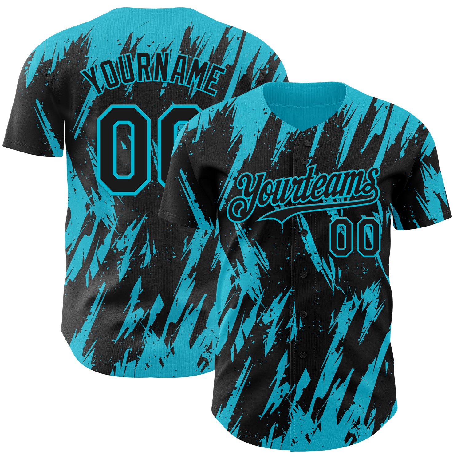 Custom Black Lakes Blue 3D Pattern Design Splatter Torn Sharp Brush Stroke Authentic Baseball Jersey