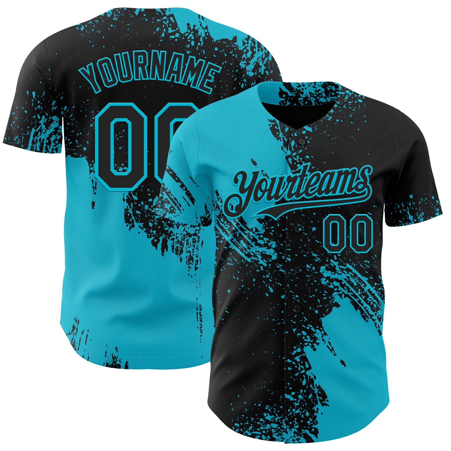 Custom Black-Lakes Blue Abstract Brush Stroke Authentic Baseball Jersey