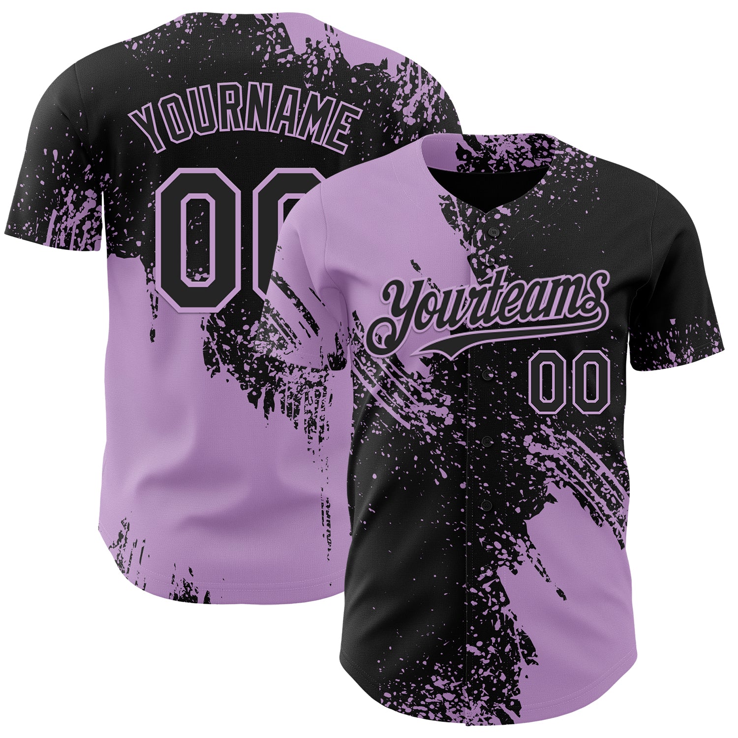 Custom Black-Light Purple Abstract Brush Stroke Authentic Baseball Jersey