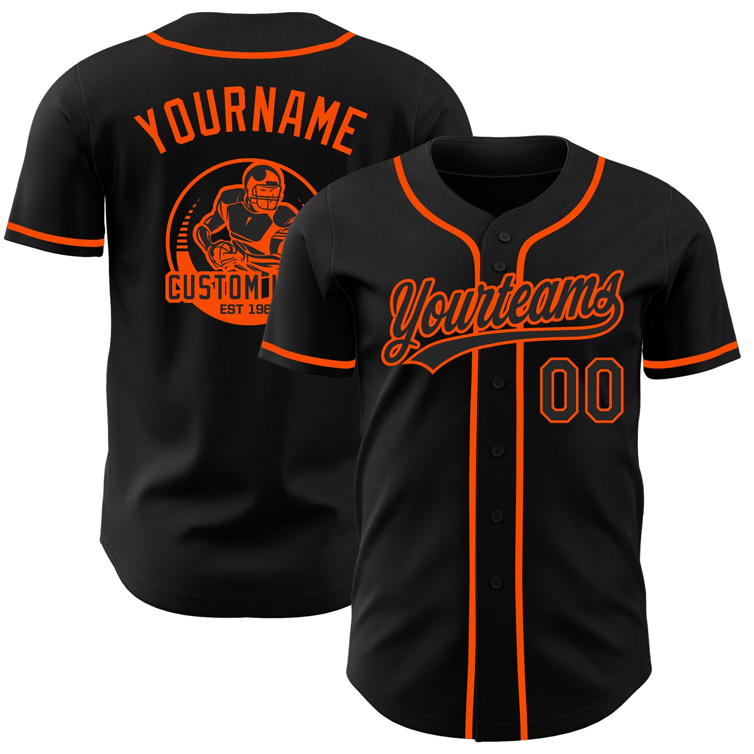 Custom Black-Orange Authentic Baseball Jersey