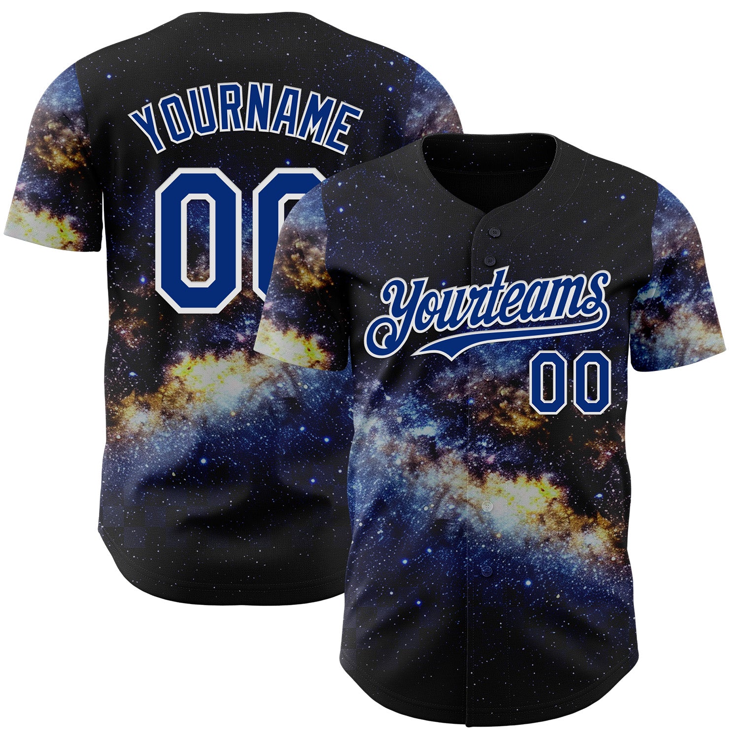 Custom Black Royal-White Galaxy Star Nebula Authentic Baseball Jersey
