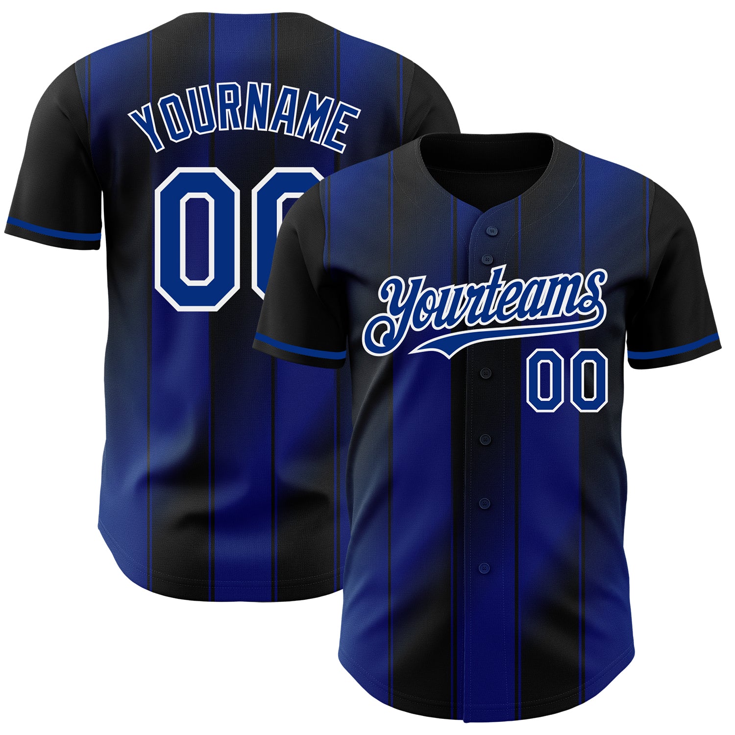 Custom Black Royal-White Gradient Classic Vertical Stripe Authentic Baseball Jersey
