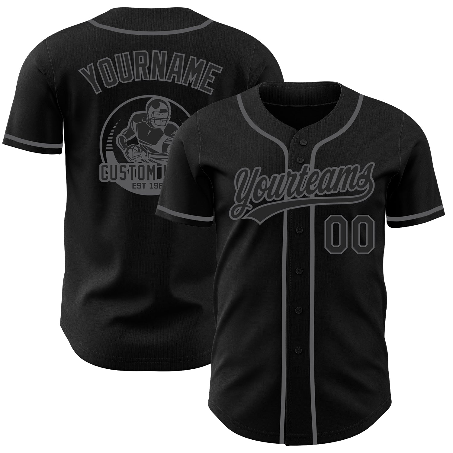 Custom Black-Steel Gray Authentic Baseball Jersey
