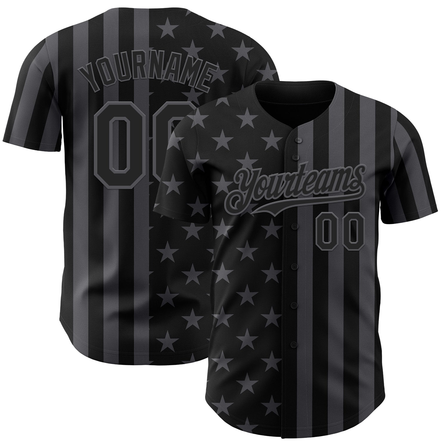 Custom Black-Steel Gray USA Flag Patriotic Split Stars and Stripes Authentic Baseball Jersey