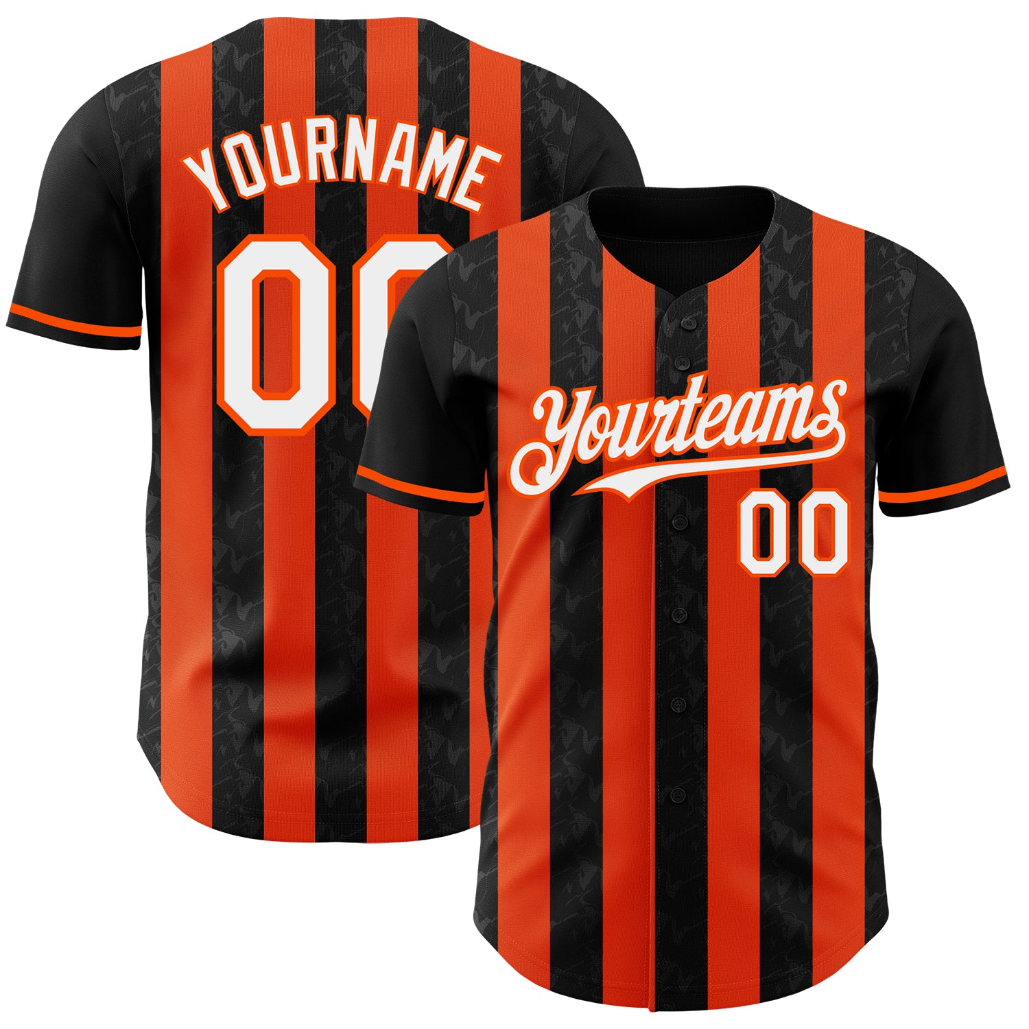 Custom Black White-Orange Classic Vertical Stripe Fluid Liquid Texture Authentic Baseball Jersey