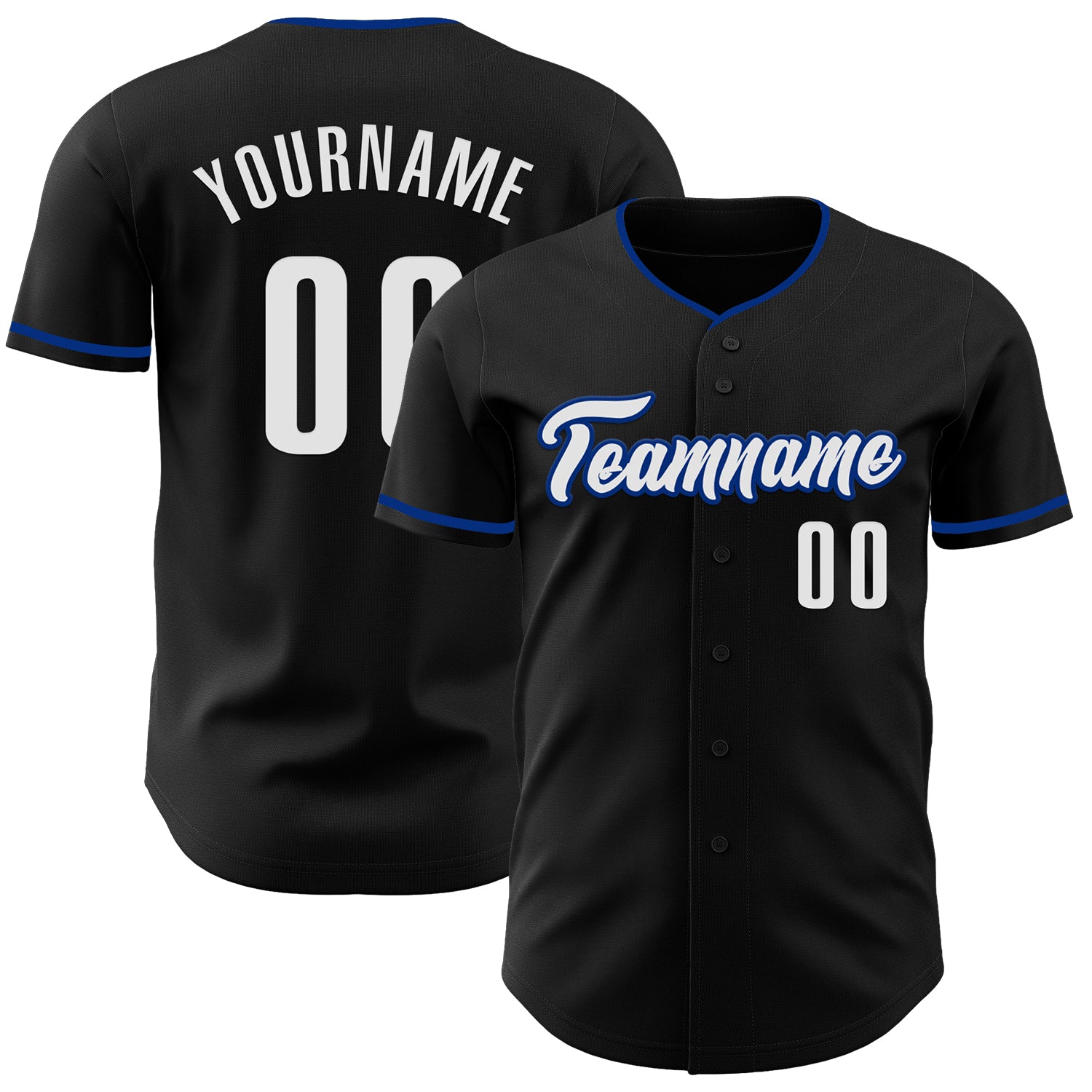 Custom Black White-Royal Authentic Baseball Jersey