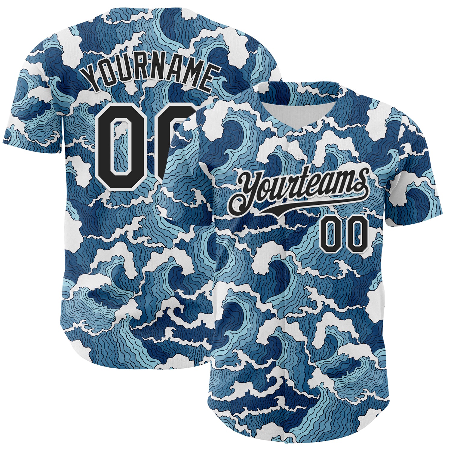 Custom Blue Black-White Japan Style Authentic Baseball Jersey