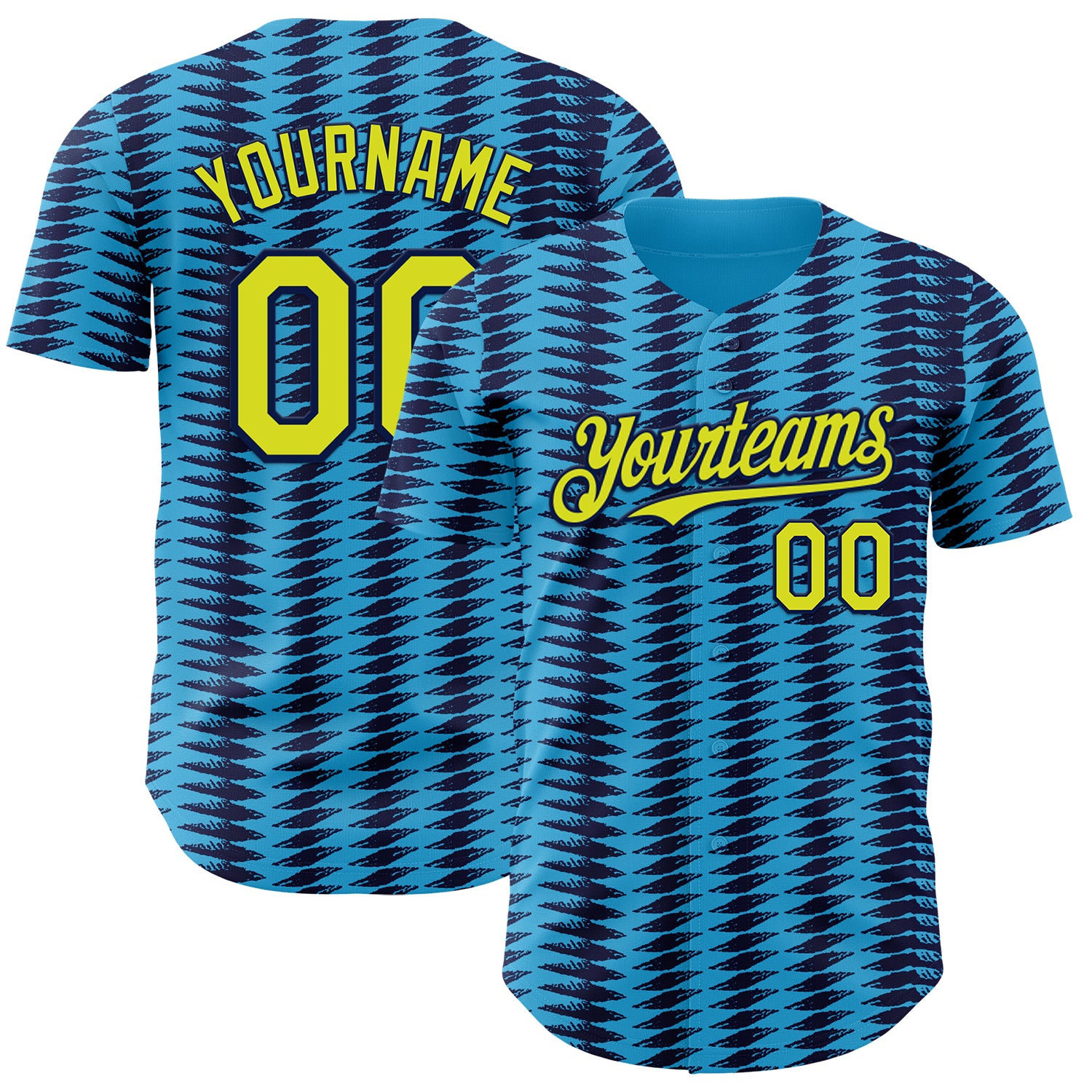 Custom Blue Light Yellow-Navy Colombia Style Authentic Baseball Jersey