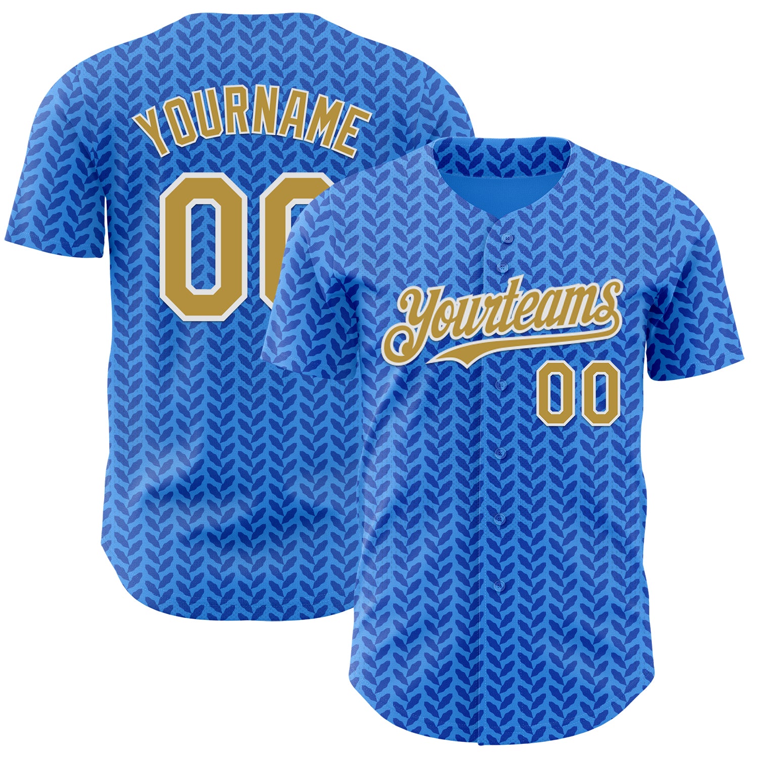 Custom Blue Old Gold-White Italy Style Authentic Baseball Jersey