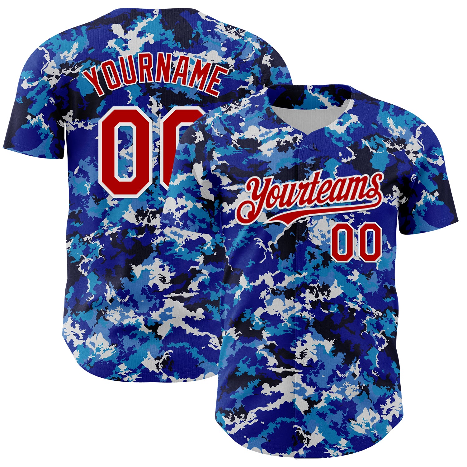 Custom Blue Red-White Japan Style Authentic Baseball Jersey