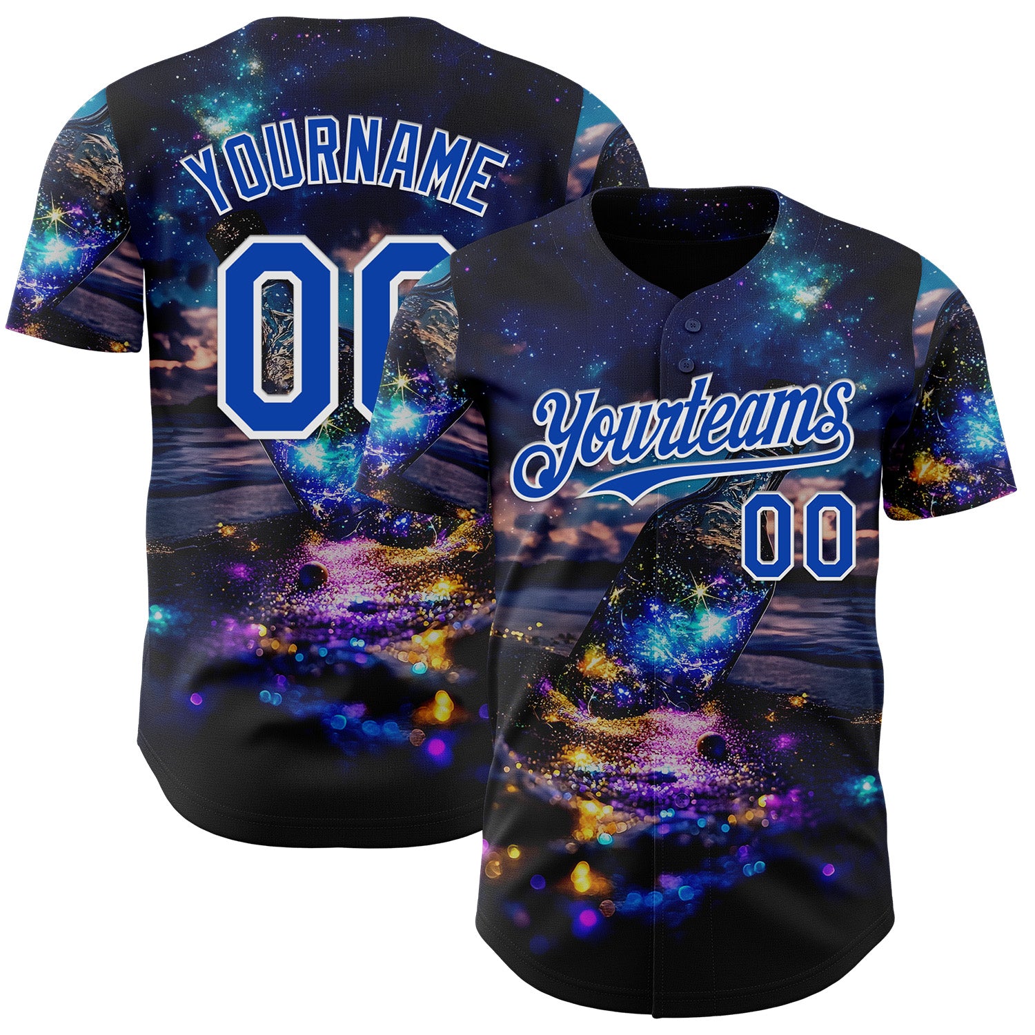 Custom Blue Thunder Blue-White Galaxy Star Authentic Baseball Jersey