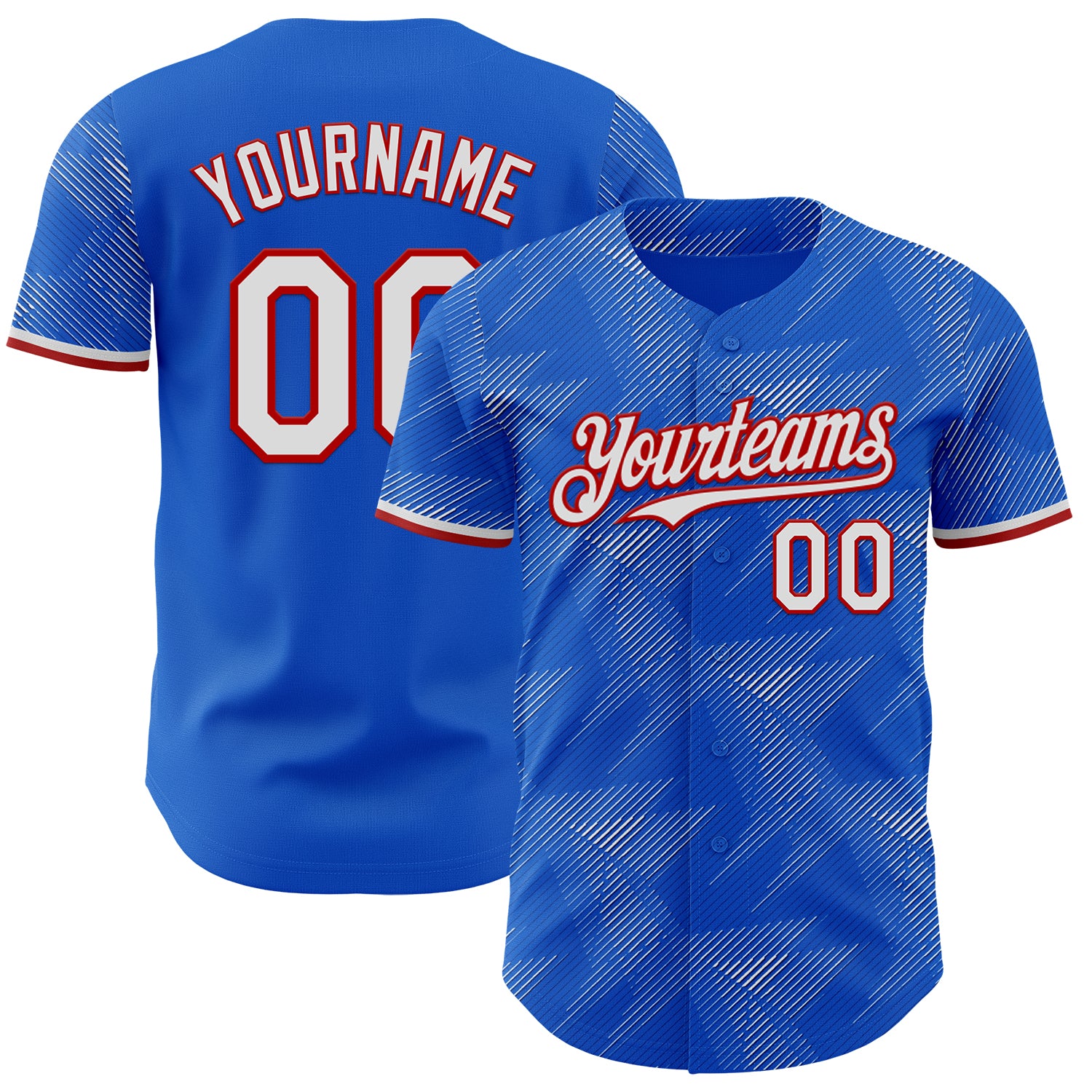 Custom Blue White-Red Japan Style Authentic Baseball Jersey