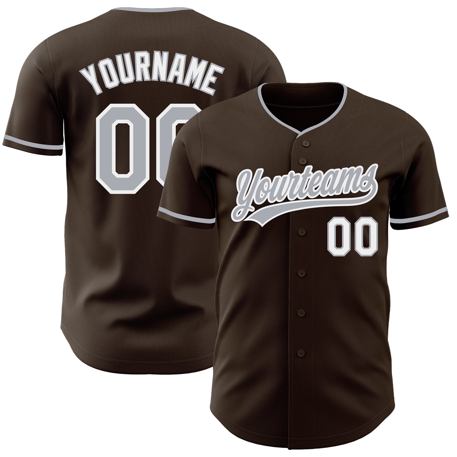 Custom Brown Gray-White Authentic Baseball Jersey