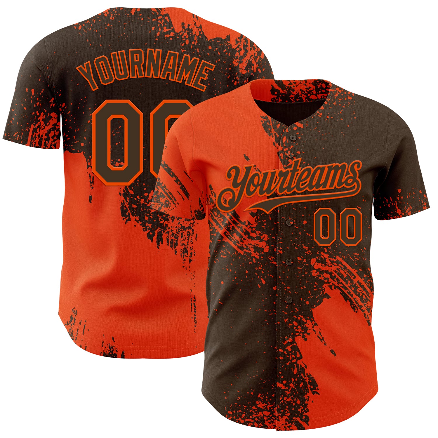 Custom Brown-Orange Abstract Brush Stroke Authentic Baseball Jersey