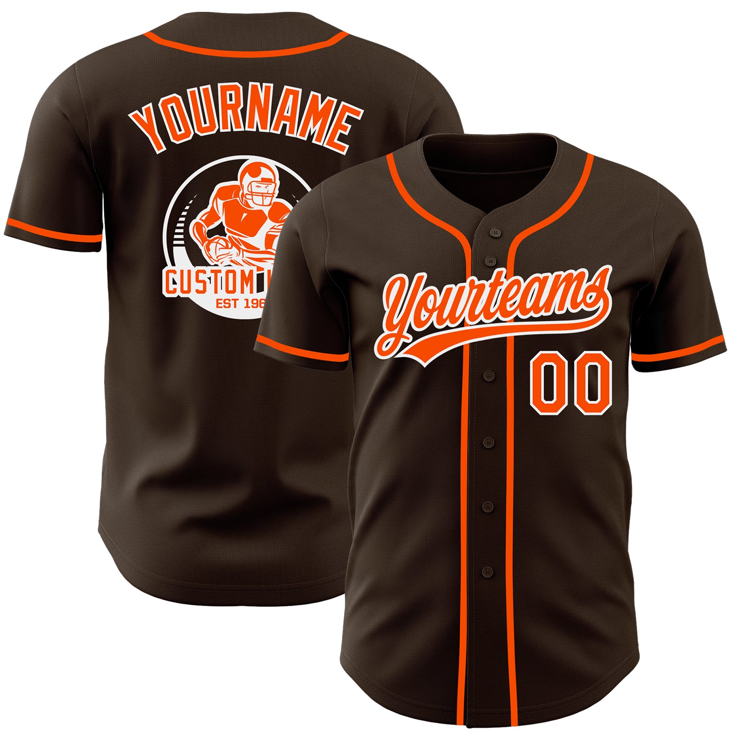 Custom Brown Orange-White Authentic Baseball Jersey