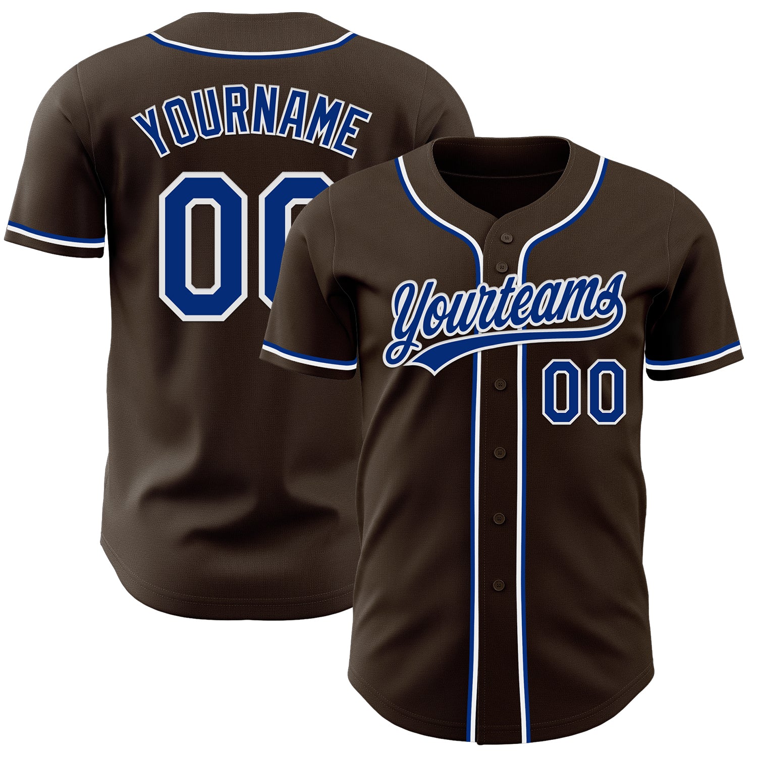 Custom Brown Royal-White Authentic Baseball Jersey