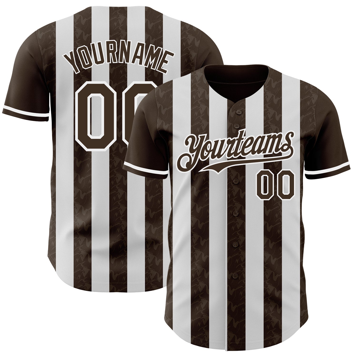 Custom Brown-White Classic Vertical Stripe Fluid Liquid Texture Authentic Baseball Jersey