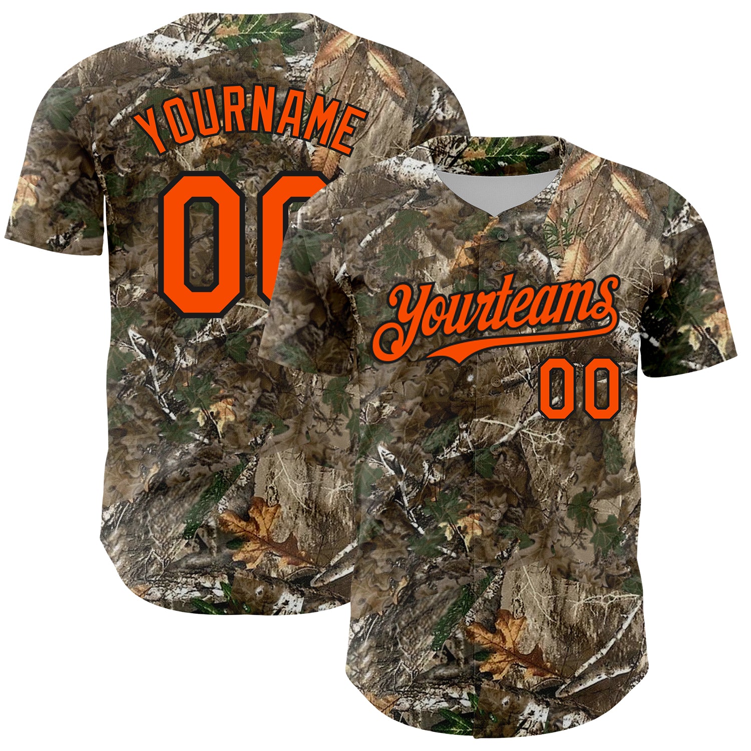 Custom Camo Orange-Black 3D Woodland Camo Authentic Salute To Service Authentic Baseball Jersey