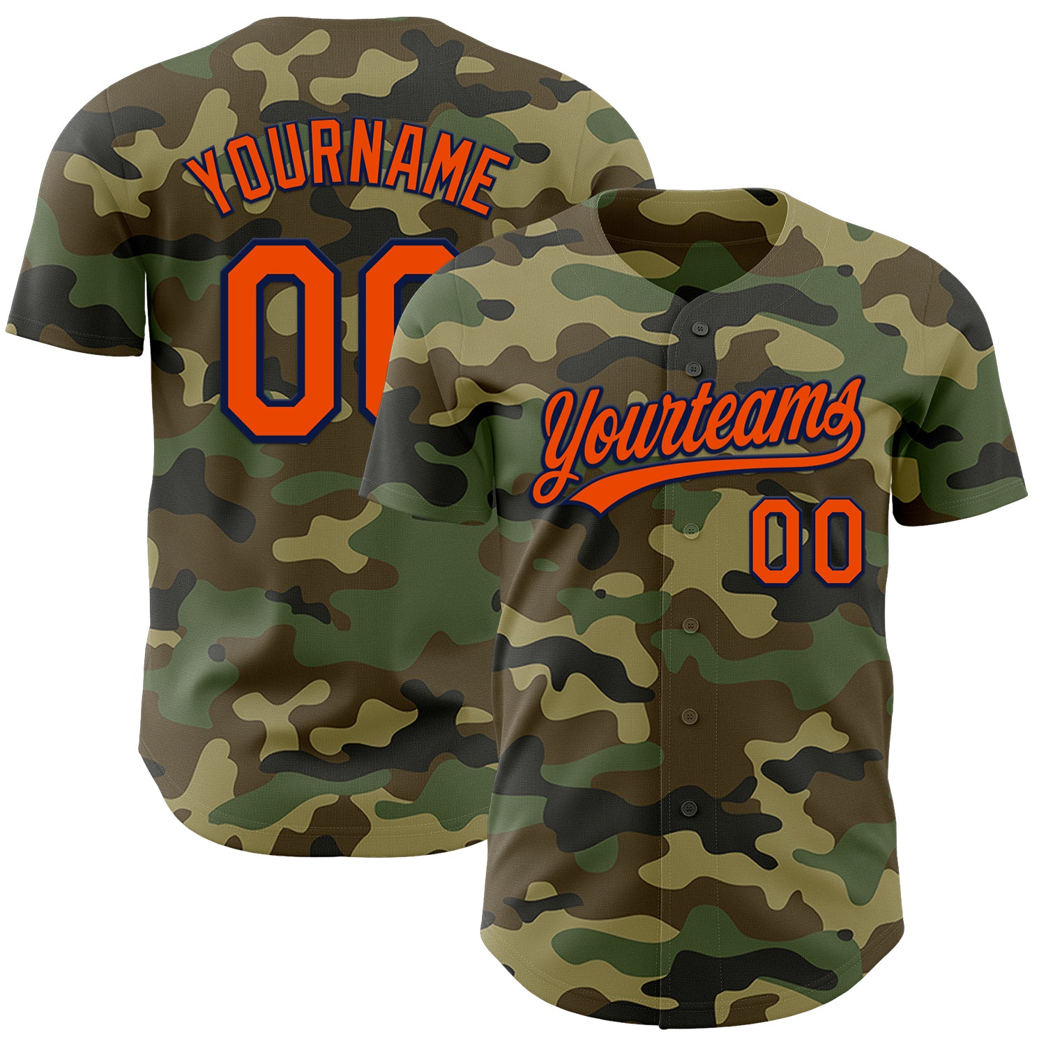 Custom Camo Orange-Navy Authentic Salute To Service Baseball Jersey
